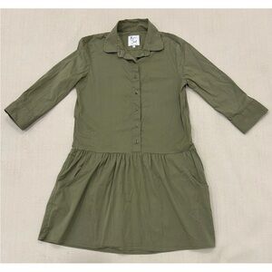 The Shirt Rochelle Behrens Tuckernuck dress drop waist army green preppy Sz S